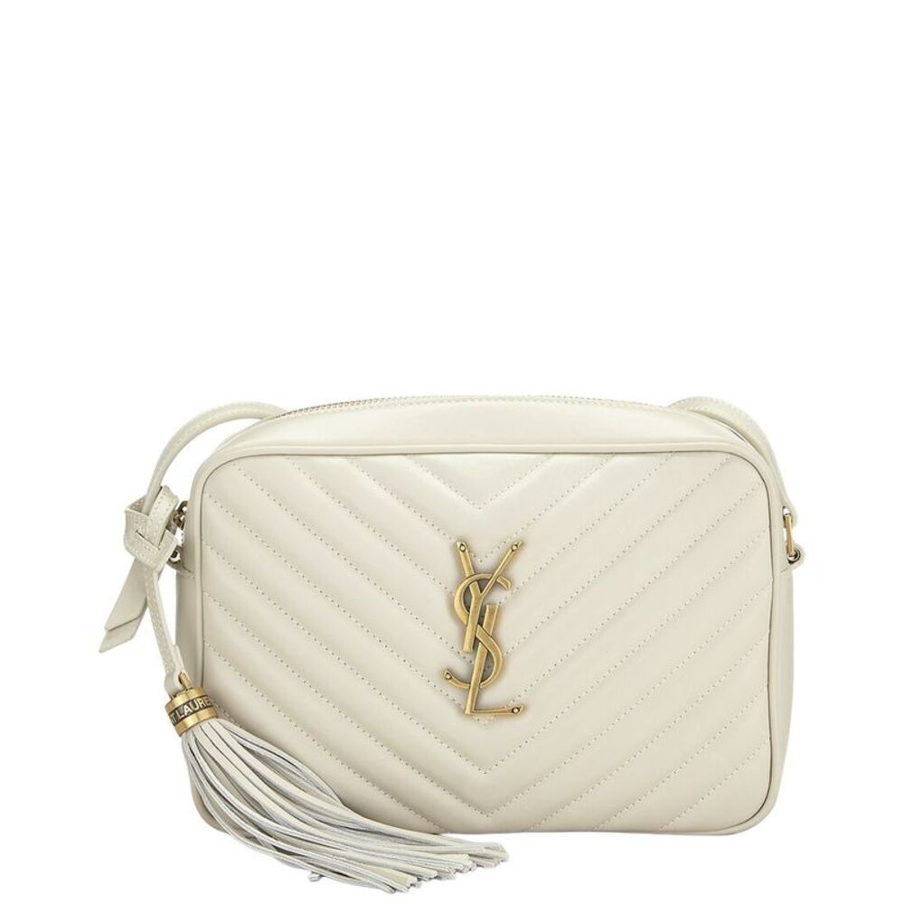 Saint Laurent White Calfskin Leather Lou Camera Bag (Authentic Pre-Loved)